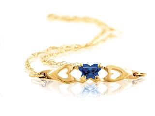 Cz, yellow gold butterfly september bracelet - BB-SE-10 - B Fly