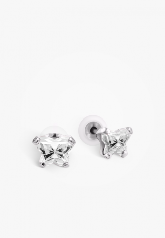 Silver, zirconia, april fixed earrings - BE-AP-S - B Fly