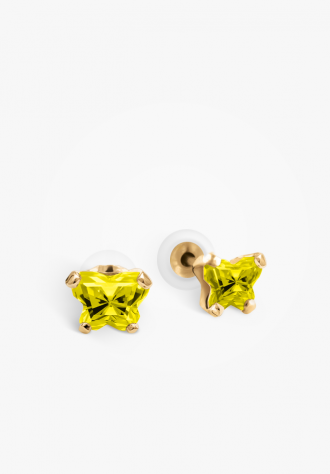 Yellow gold november fixed earrings with zirconium - BE-NO-10 - B Fly