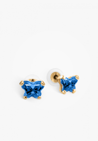 Yellow gold september fixed earrings with zirconium