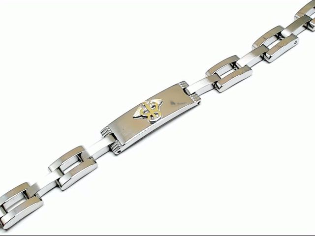 Bracelet médical, acier 2 tons (blanc/jaune) - BMD606 - Watchbelt