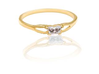 Yellow gold april ring with zirconium