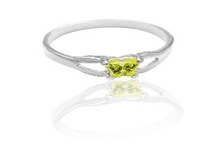 Bague argent, août, zircon vert pâle