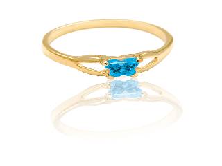 Bague or jaune, décembre, zircon turquoise