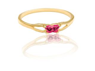 Bague or jaune, juillet, zircon rose pâle - BR-JL-10 - B Fly