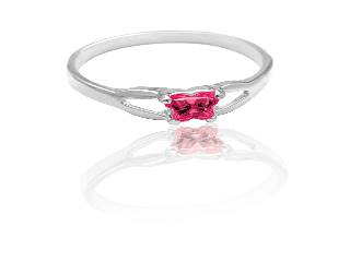 Bague argent, juillet, zircon rose foncé