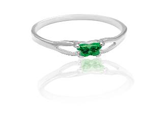 Bague argent, mai, zircon vert foncé