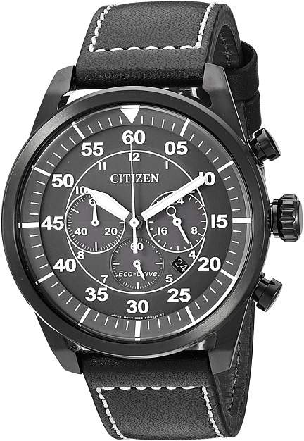 Men's black steel and leather watch - CA4215-21H - Citizen