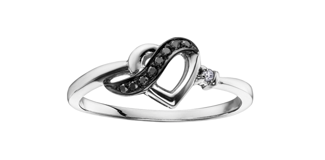 Bague or blanc 4 pts dia noir et 1 pt bl - DD2465 - Corona