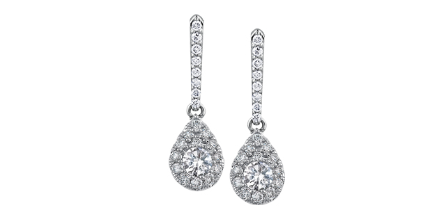 White gold and total of 54 dia pts dang. earrings - DD2703 - Corona