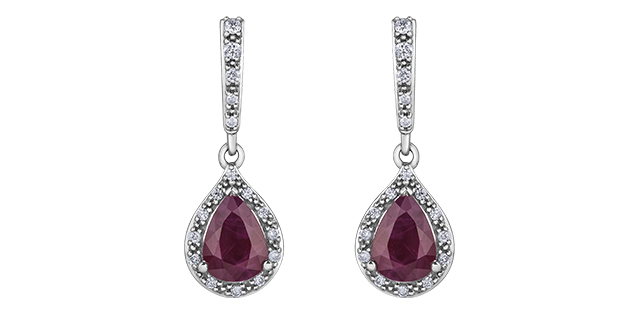 White gold, ruby, and tot 10 dia pts earrings - DD7246 - Corona