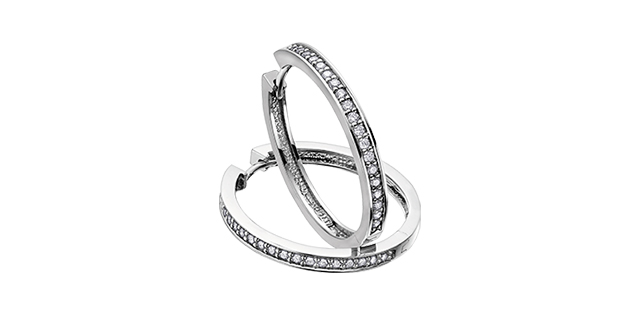 Hoop earrings in white gold with 10 diamond pts - DX386W10 - Corona