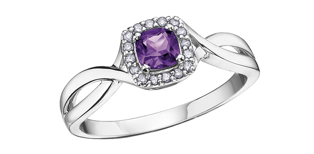 White gold, amethyst ring with 7 dia pts - DX533AM - Corona