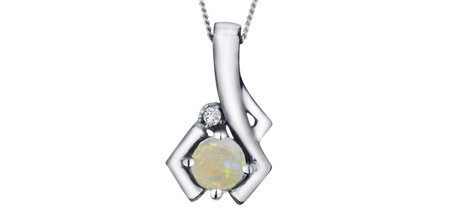 White gold, opal pend. with 1 dia pt - DX581WOP - Corona