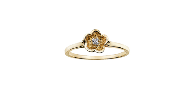 Yellow gold ring with tot of 1 dia pt