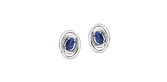 White gold, sapphire, and 5 dia pts fixed earrings - DX668WSA - Corona