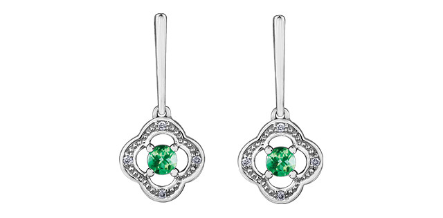 White gold, emerald earrings and 2 dia pts - DX699WEM - Corona