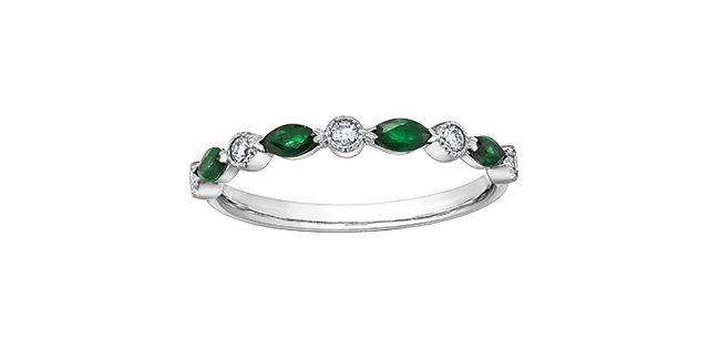 Wh gold/emerald semi-eternity with 10 dia pts - DX771WEM - Corona