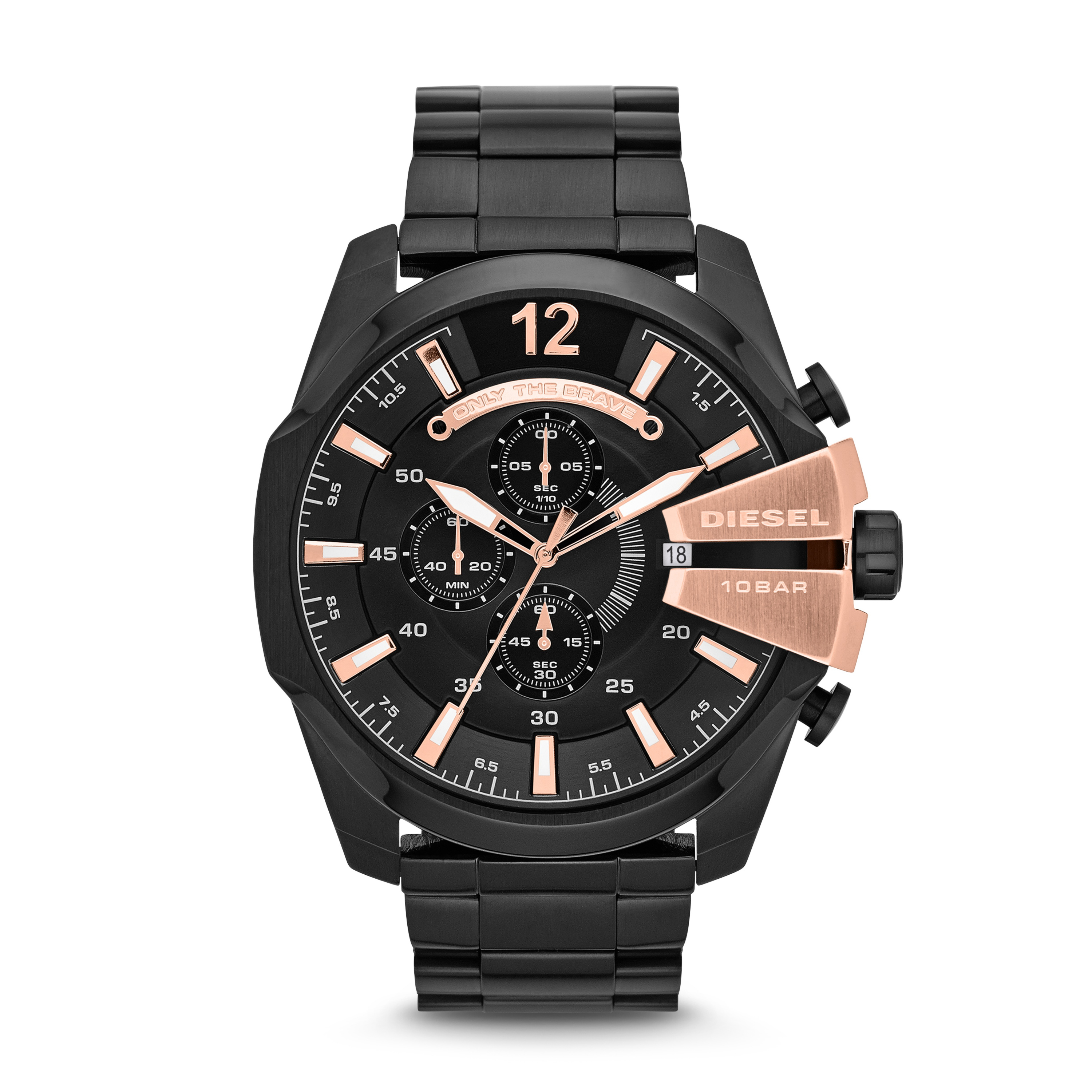 Montre acier 2 tons (noir/rose), fond noir - DZ4309 - Diesel