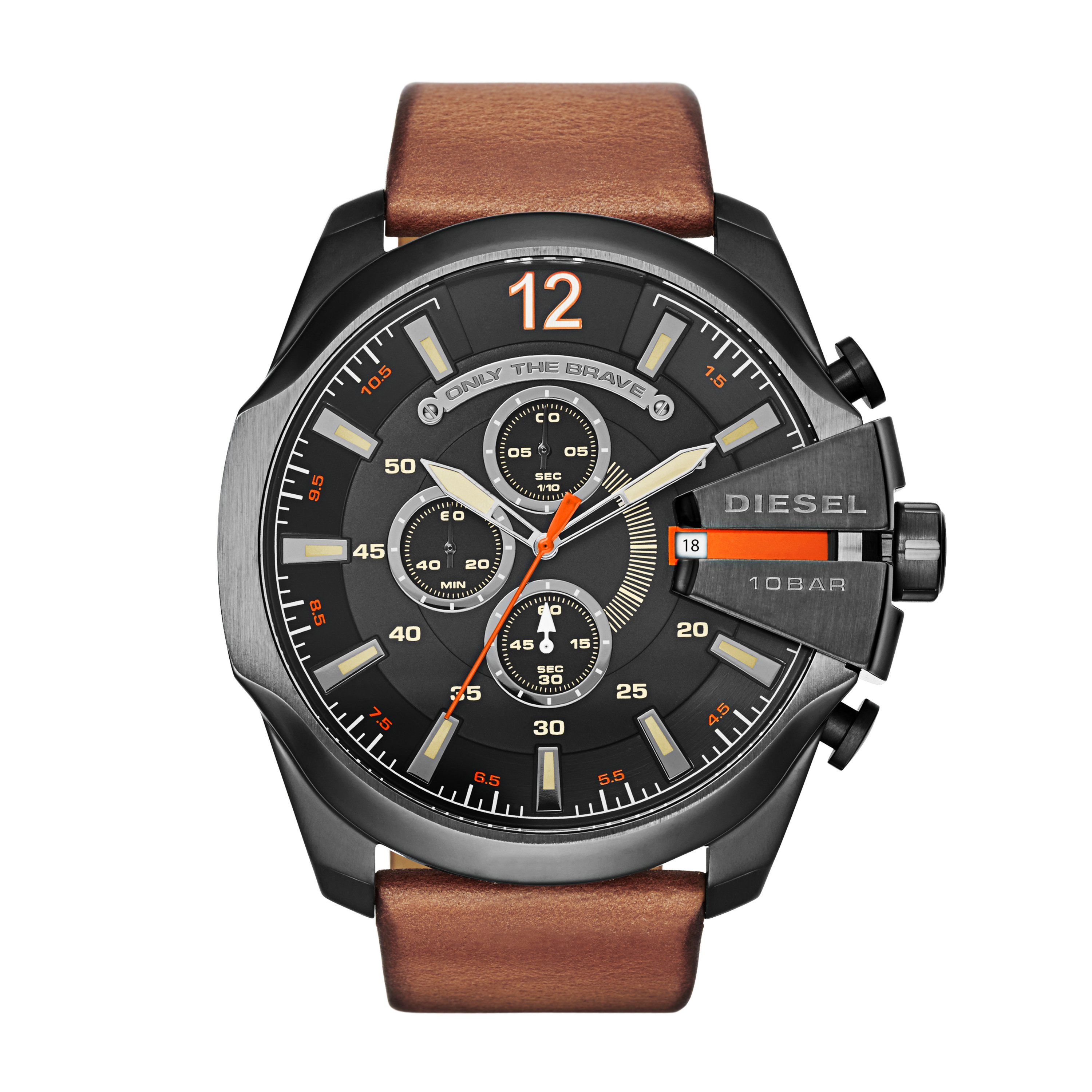 Brown leather watch, anthracite steel - DZ4343 - Diesel