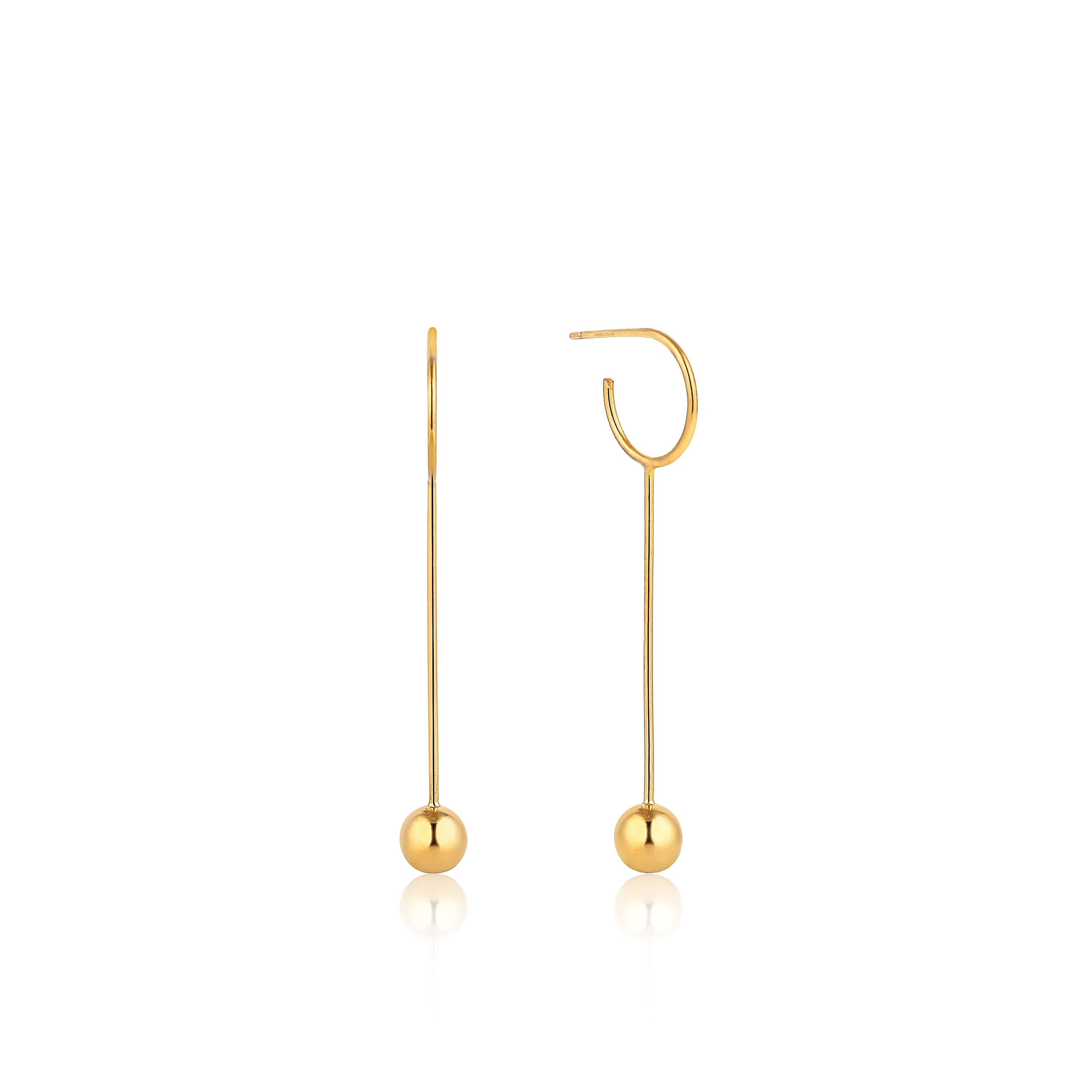 Gold-Plated Silver Drop Earrings - E001-02G - Ania Haie