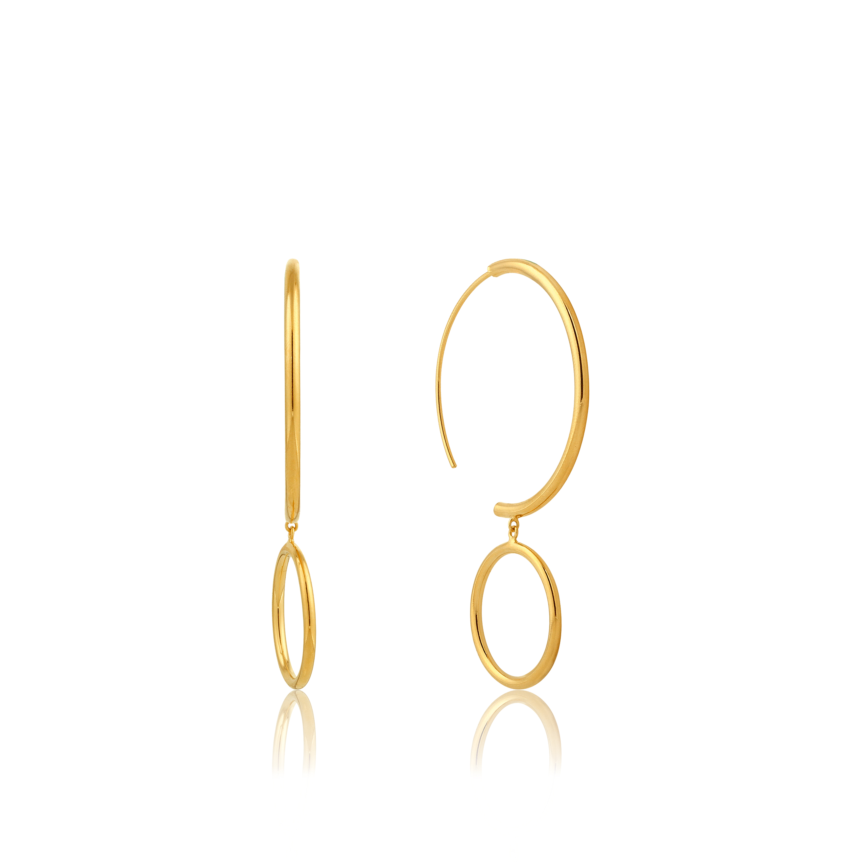  double hoop earrings silver gold - E008-01G - Ania Haie