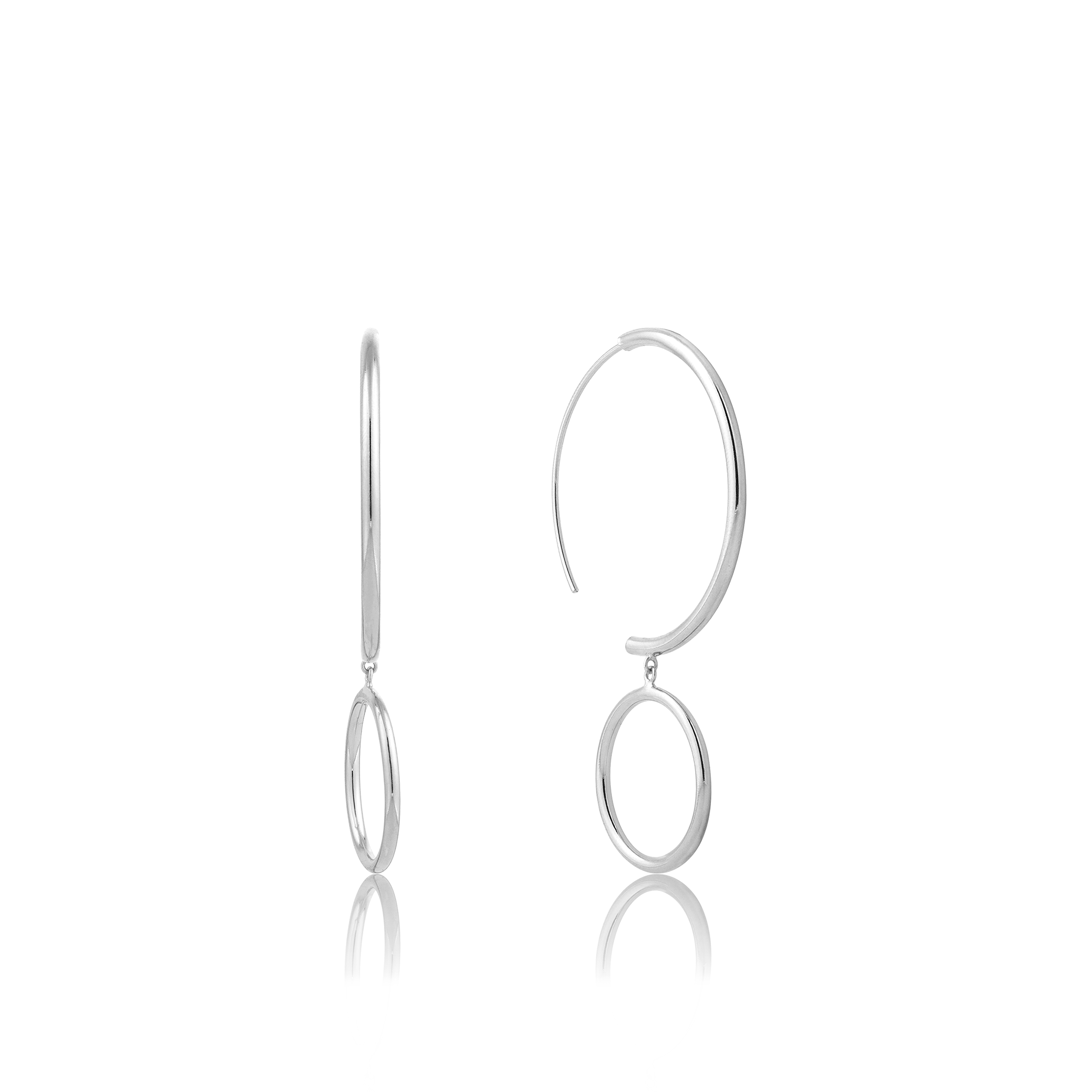 Double hoop earrings silver rhodium-plated - E008-01H - Ania Haie