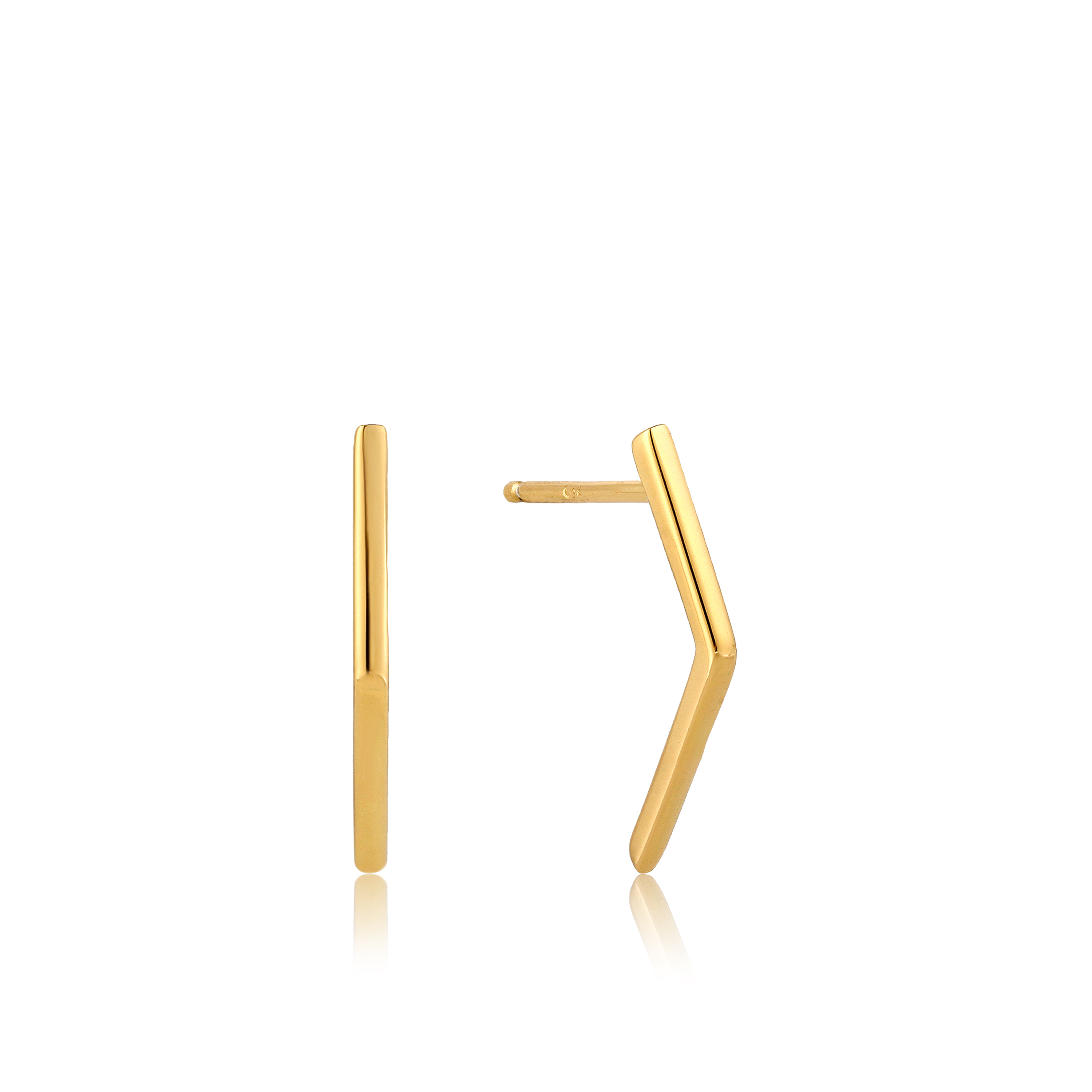 Golden silver bar stud fixed earrings