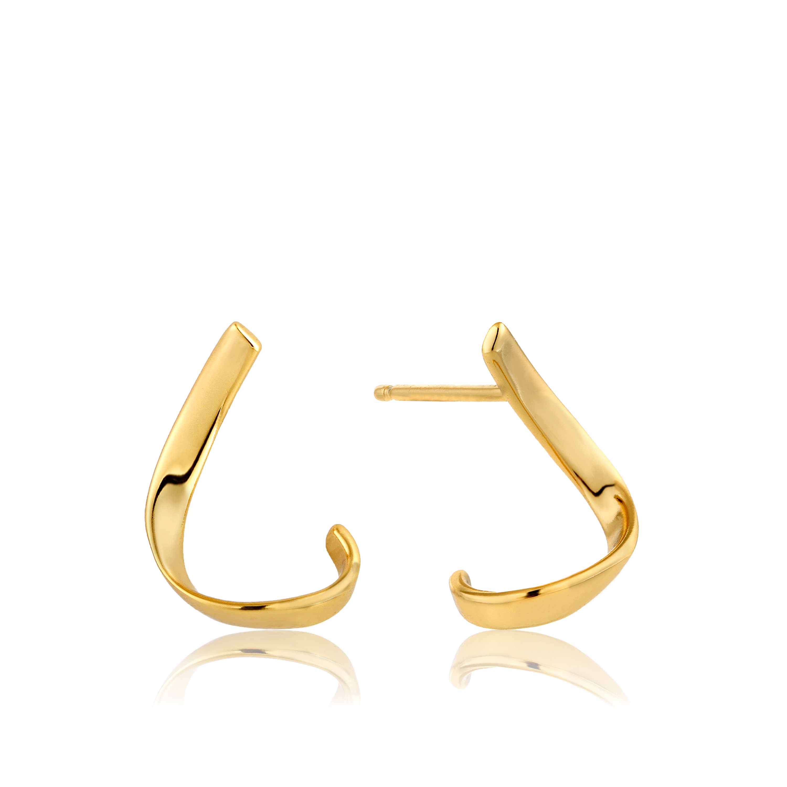 Golden silver twist stud fixed earrings - E008-20G - Ania Haie