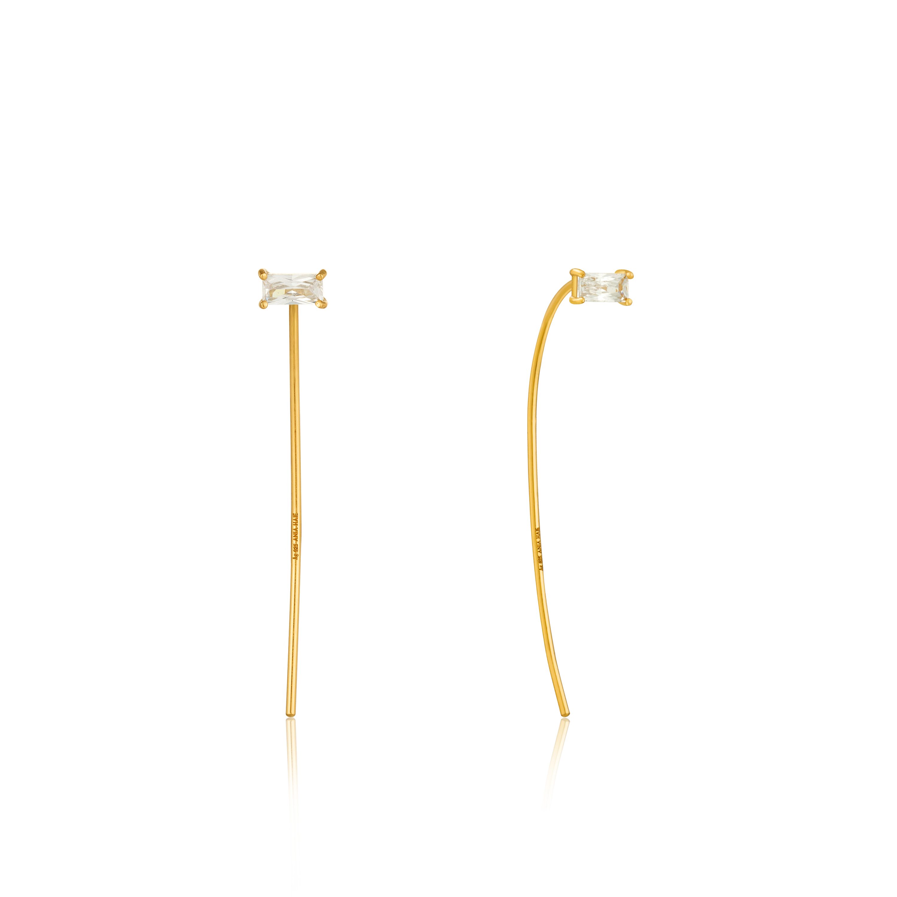  Gold-plated silver dangling earrings, zircons