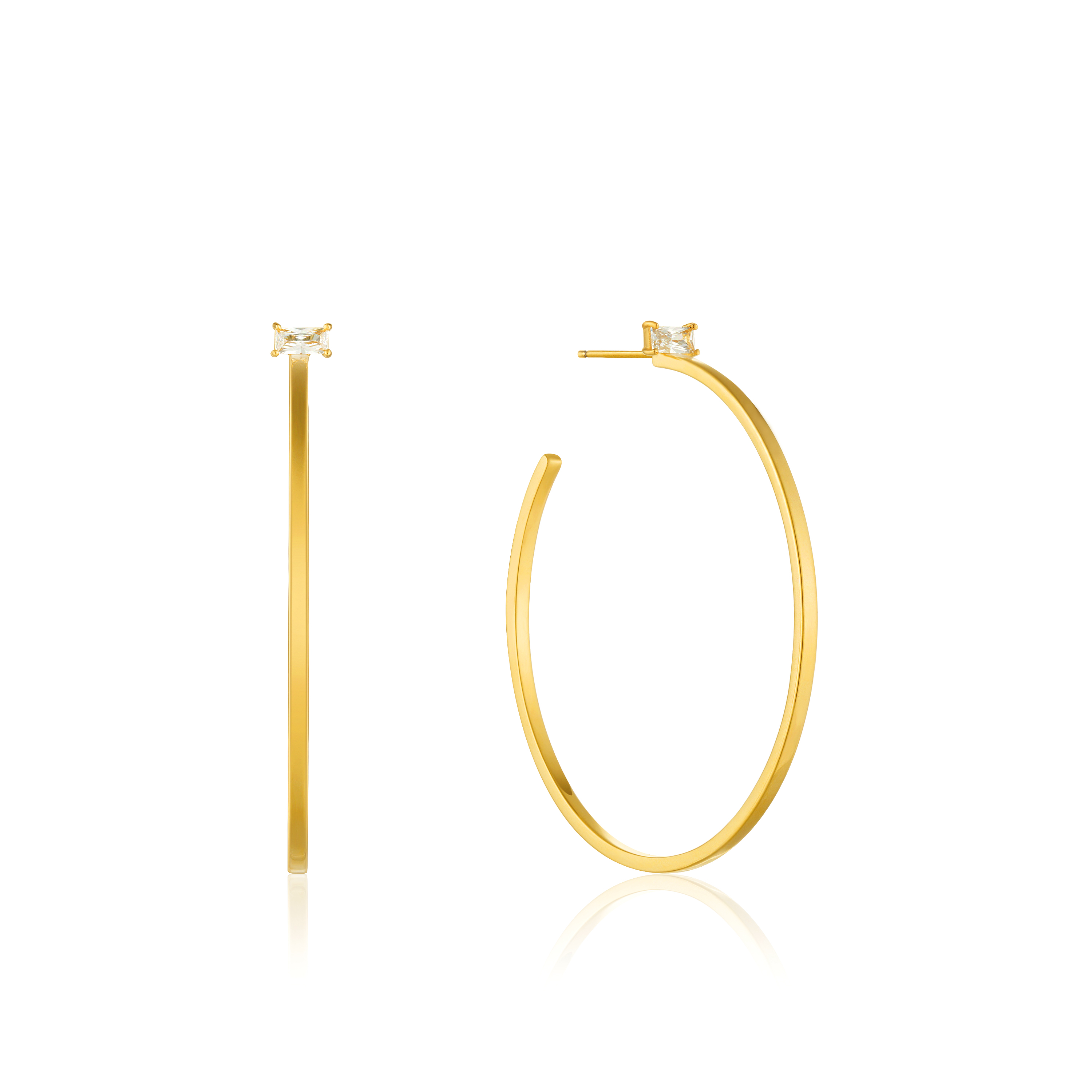 Gold-plated silver hoops, zirconium - E018-11G - Ania Haie