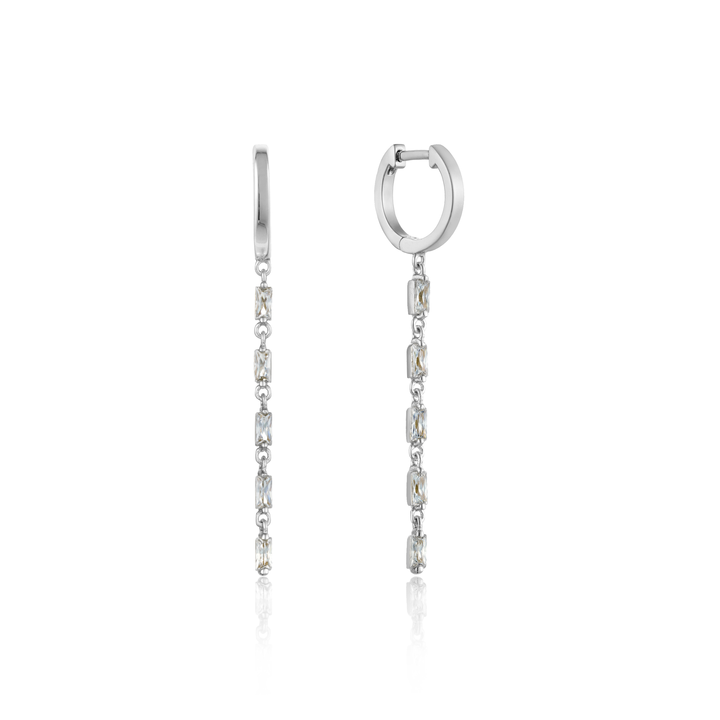 Rhodium-plated silver earrings with zirconium - E018-12H - Ania Haie