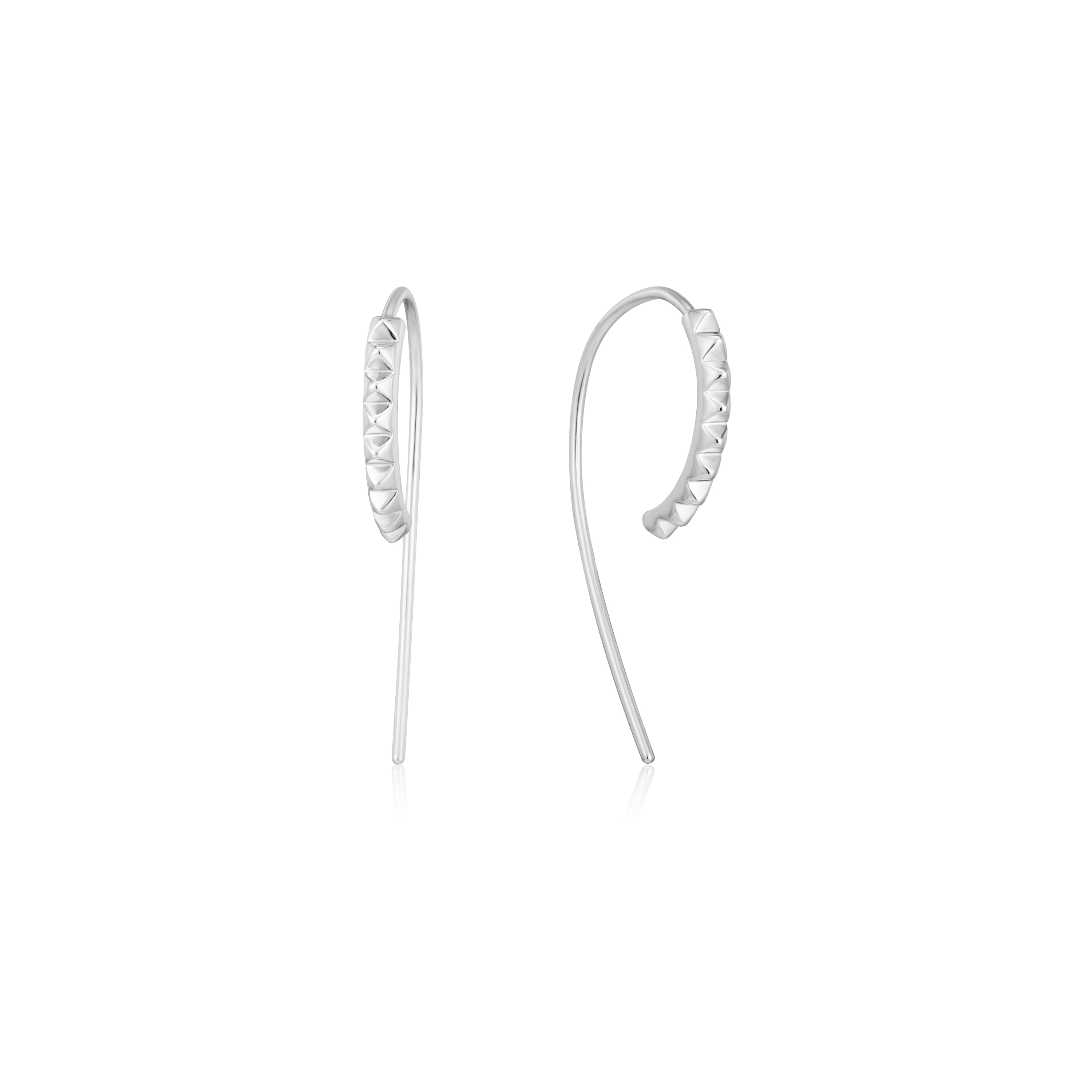 Rhodium-plated silver dang earrings