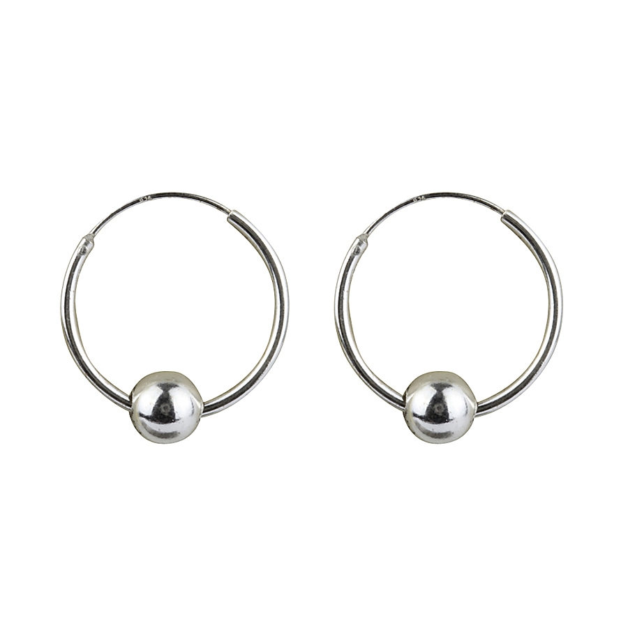 Silver hoop earring with beads