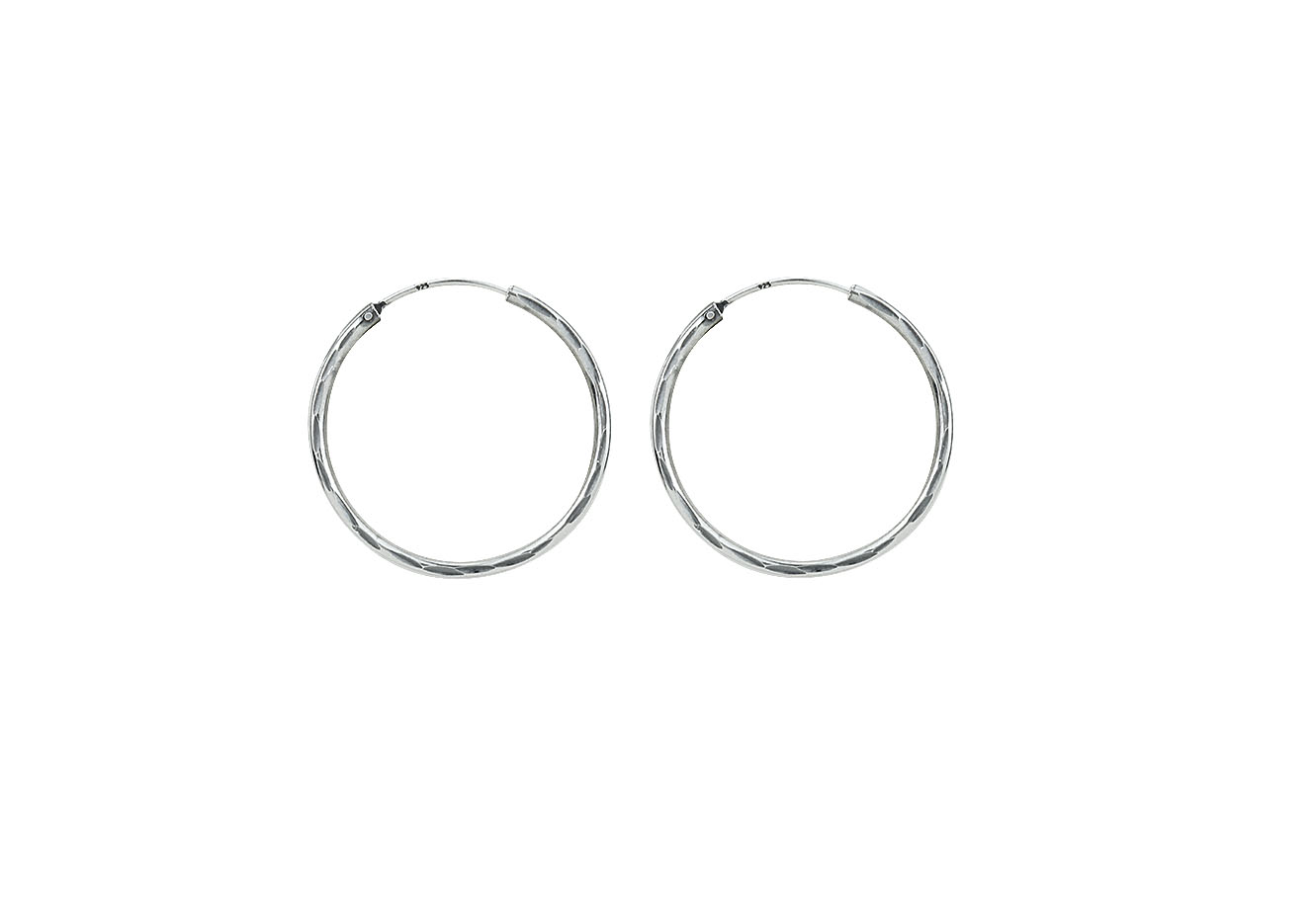 Silver hoop earrings with patterns for women - E1243 - Gl Creation