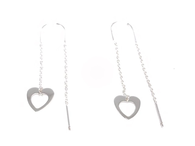  silver chain ​​earrings with heart