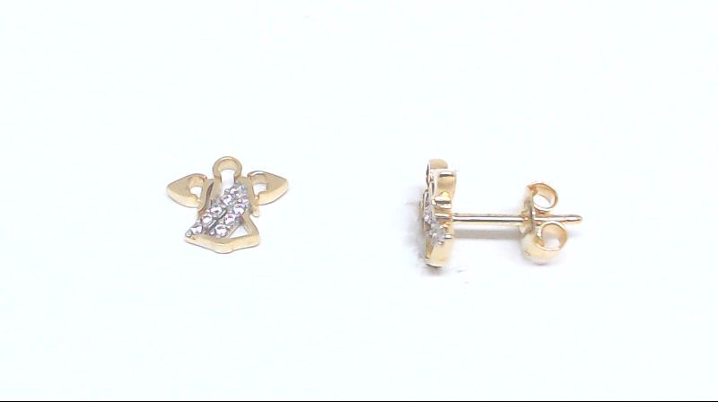 Yellow gold zirconium angel fixed earrings - EAS-1674-J - Exclusivity