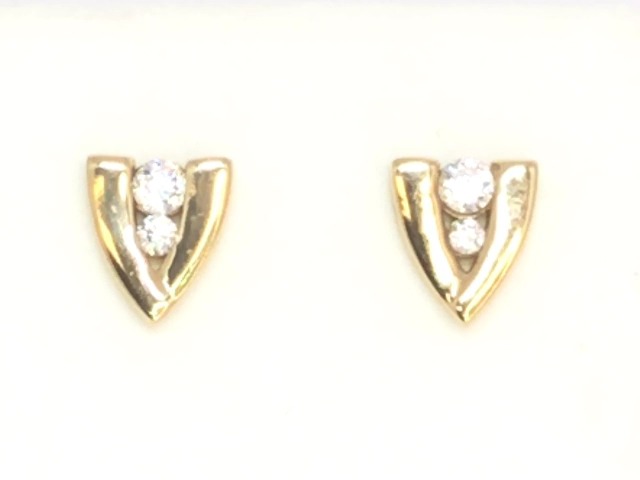 Yellow gold, cz fixed earr0ings - EAS-1859-J - Exclusivity