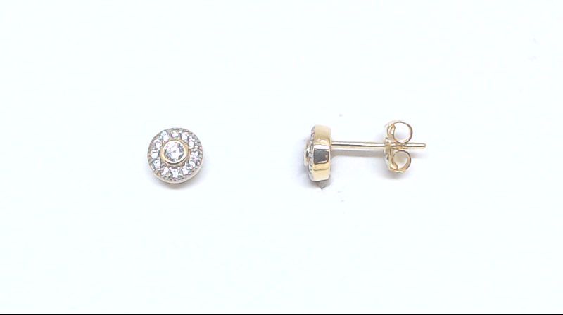 Yellow gold zirconium fixed earrings - EAS-1971-J - Exclusivity