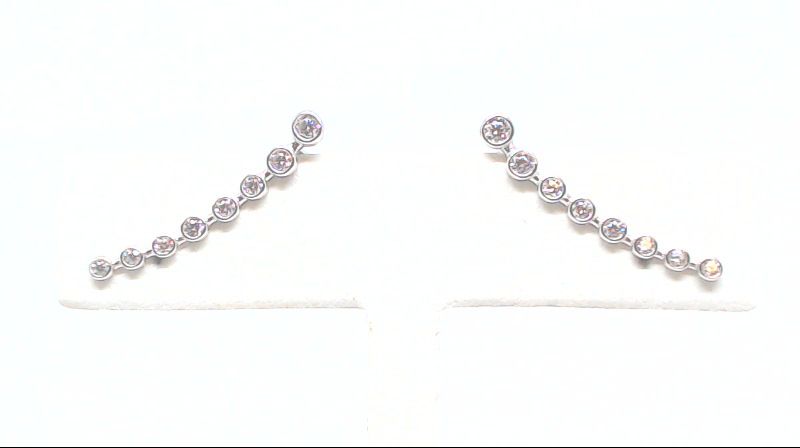 White gold zirconium climbing earrings - EAS-2481-B - Exclusivity