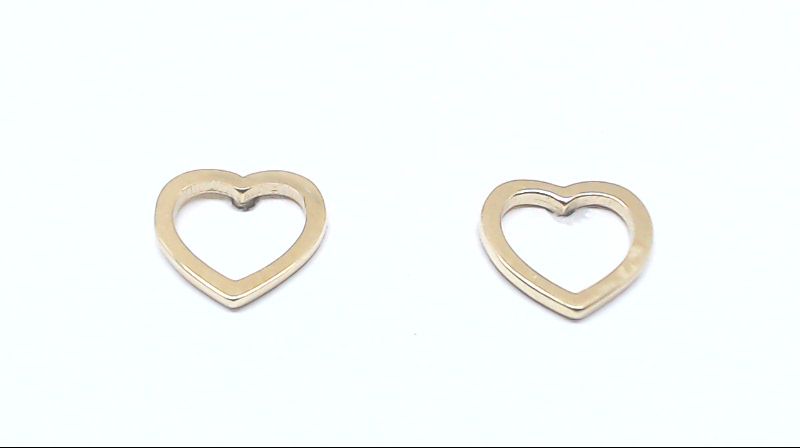 Yellow gold heart fixed earrings - EAS-5174-J - Exclusivity