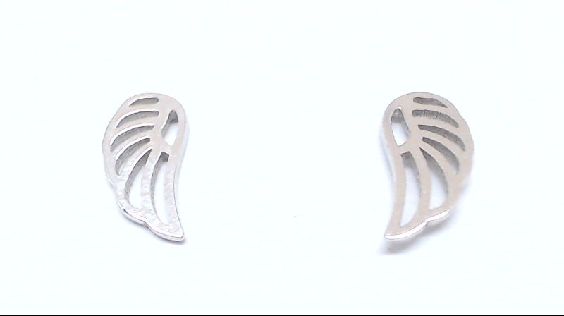 Fixed winged earrings in plain white gold - EAS-5179-B - Exclusivity