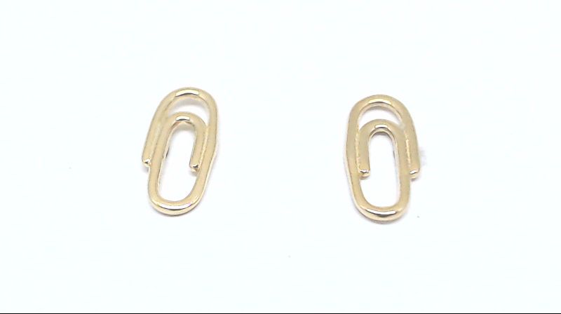 Plain yellow gold paper clip fixed earrings - EAS-5387-J - Exclusivity