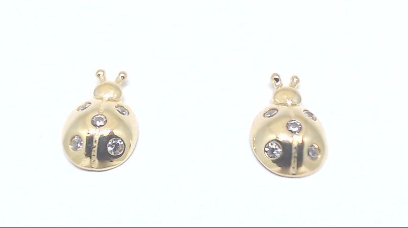 Yellow gold ladybug fixed earrings with zirconium - EAS-6066-J - Exclusivity