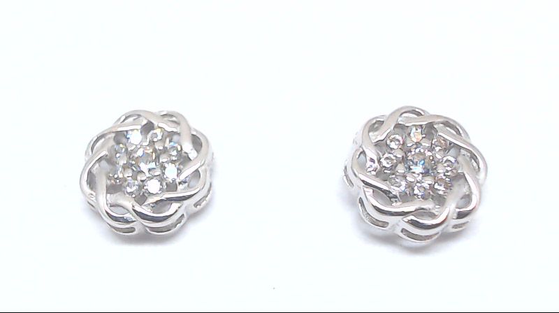 Boucles d'oreilles fixes or blanc 10 carats, zircons incolores - EAS-6834-B - Exclusivités