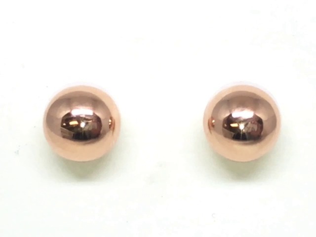 Boucles d'oreilles fixes boules, or rose 10 carats