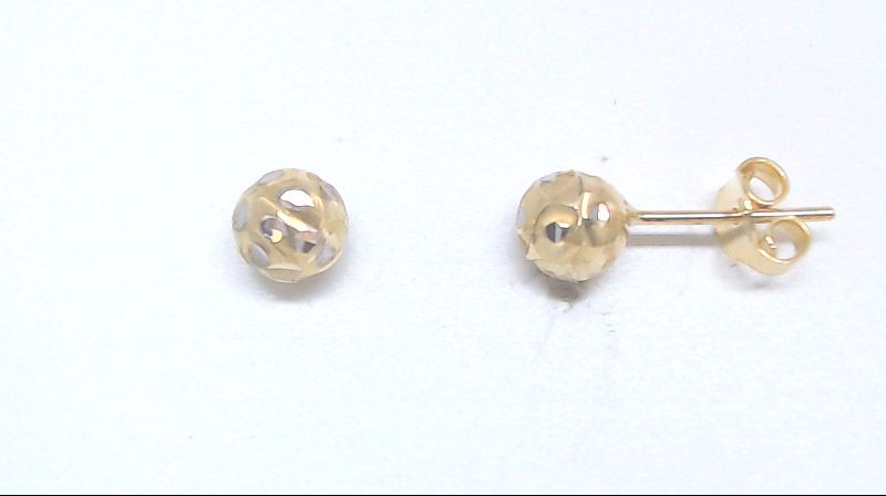 Boucles d'oreilles fixes boules texturées, or 2 tons (jaune/blanc) 10 carats - ECH-2374-2T - Exclusivités