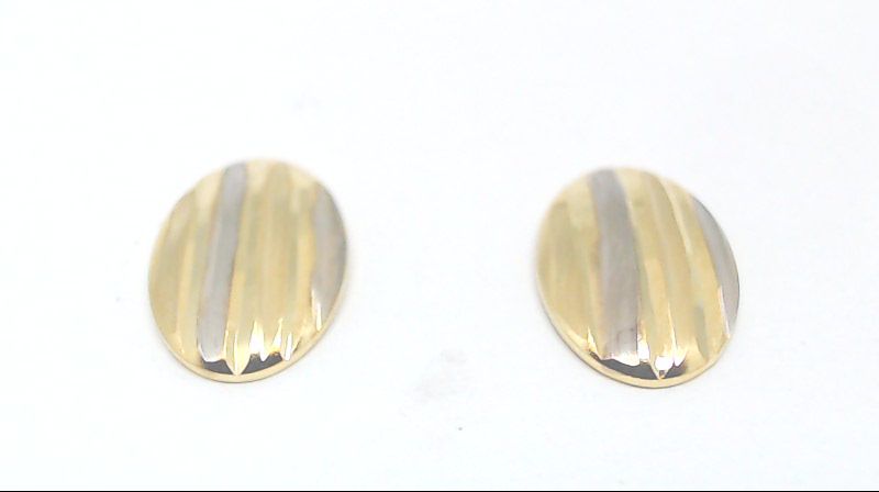 2-tone textured gold fixed earrings