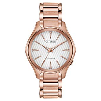 Montre eco-drive acier rosé, fond blanc - EM0593-56A - Citizen