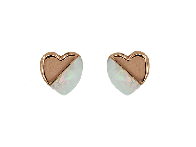 Pink silver and mother-of-pearl heart-shaped earrings - EM5R7700 - Nishi Pearls